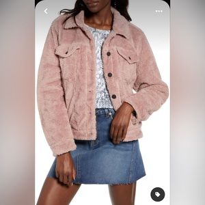 Cozy teddy trucker jacket